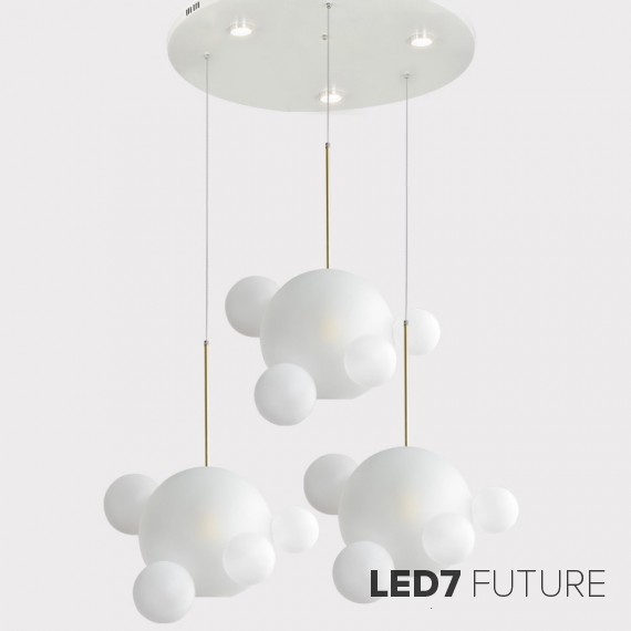 Giopato & Coombes - Bolle Frosted Circular Chandelier 24 Bubbles